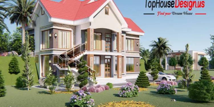 Front View five bedroom house plan